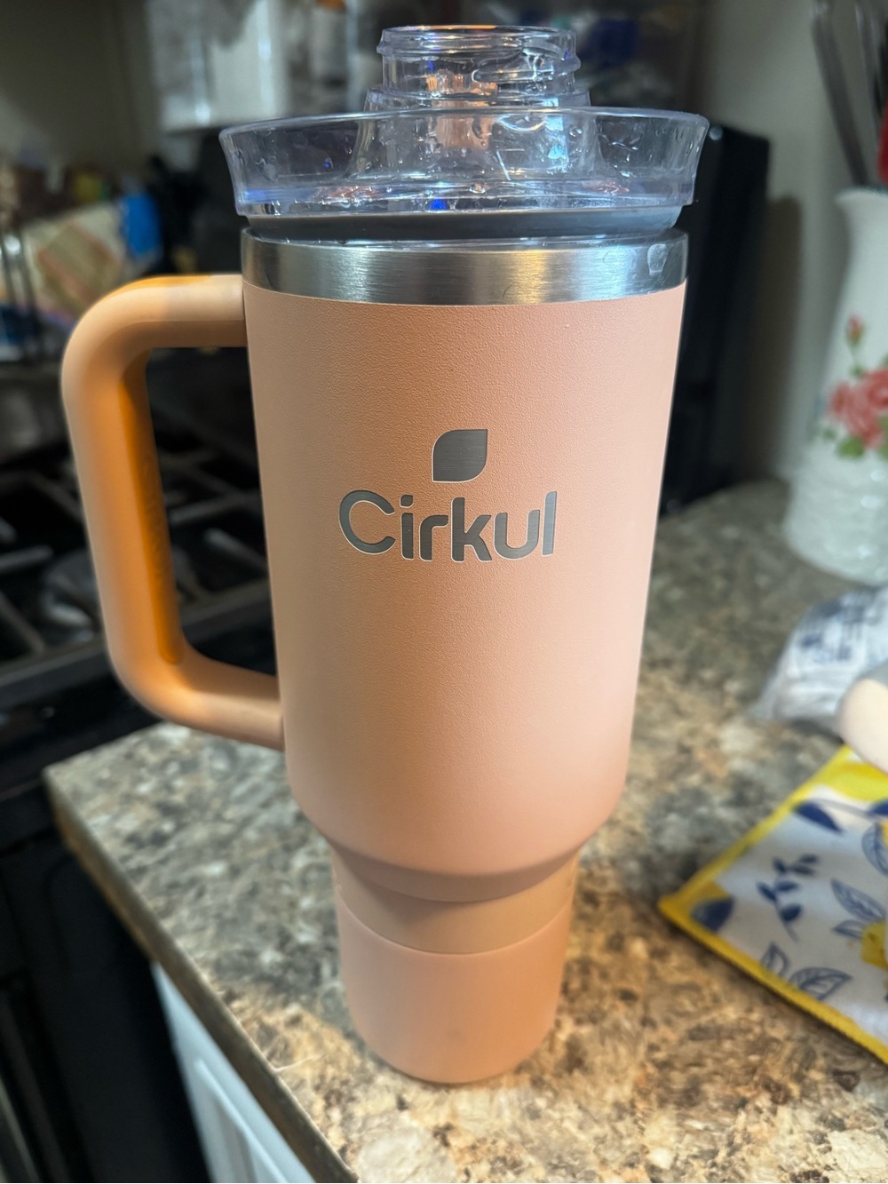 Cirkul Peach Pink Insulated Travel Tumbler with Handle